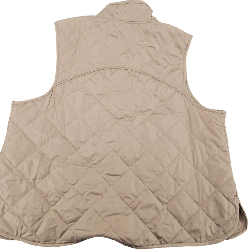 Maurices Womens 1X Tan Quilted Puffer Vest Diamond Stitch Zip Snap Front Khaki - Picture 2 of 6